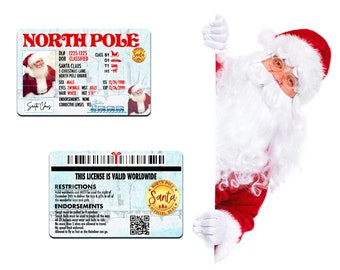 PHYSICAL ITEM ~ Lost Santa Claus North Pole Drivers Sleigh License ~ Fun Christmas Gift for Kids ~ Fake Santa ID Christmas ~ Actual item