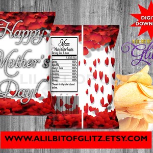 Mother&#39;s Day Chip Bag Treat Bag ~ Mothers Day ~ DIY PDF ~ INSTANT Digital Download ~ Printable