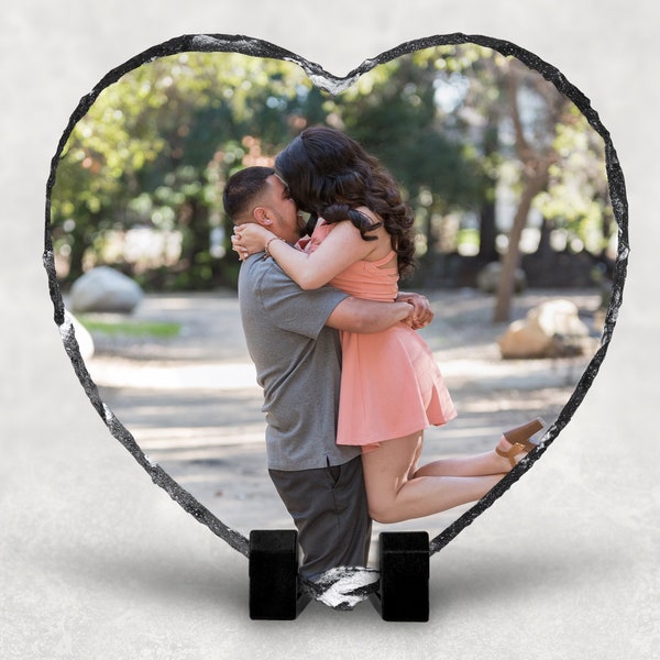 Customized Photo Heart Rock Slate, Picture Heart Rock, Anniversary Present, Valentine Gift, Wedding Gift, Mothers Day, Christmas Gift