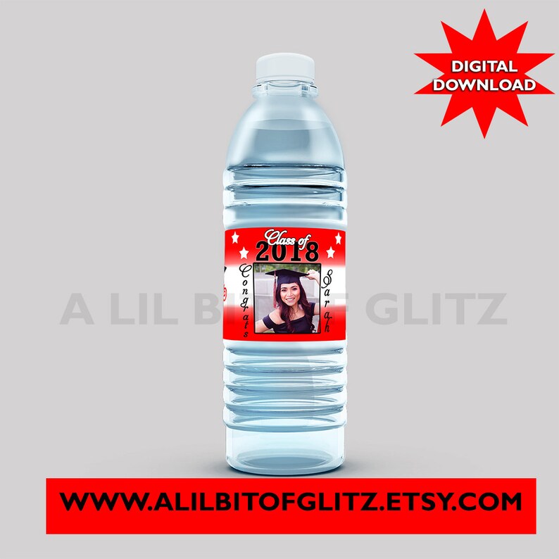 Not Instant. Graduation Water Bottle Labels ~ Custom Colors ~ Digital Download ~ I DESIGN YOU print