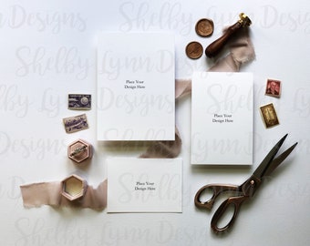 Styled Wedding Invitation Suite Mockup Flatlay | JPG File | Single Image