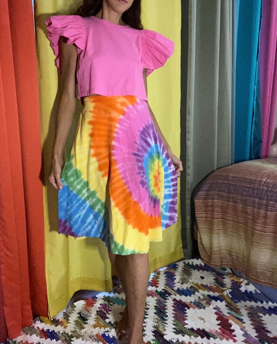 Vintage boho hippie Tie Dye wrap skirt
