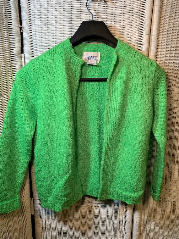 Vintage Neon Green Acrylic Open Sweater