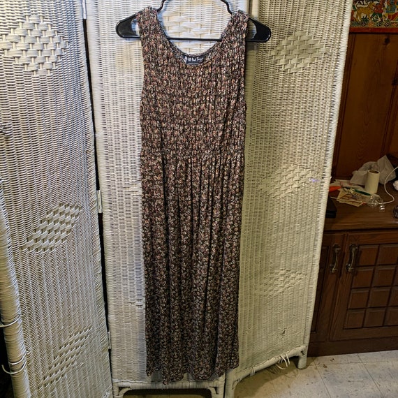 80's ALL That Jazz Long Sleeveless Floral Dress