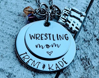 Personalized Wrestling Mom Necklace – Hand Stamped Team Jewelry