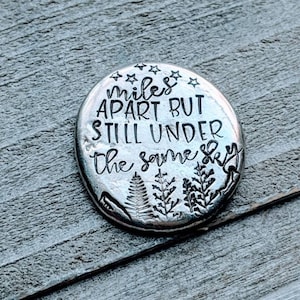 Hand-stamped Pewter Love Token for Long Distance Couples and Military Best Friends - Personalized Pocket Coin with Custom Message -