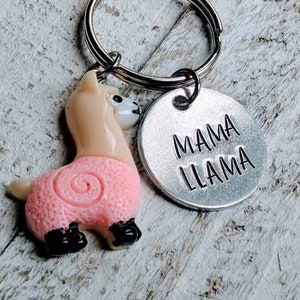 Porte-clés maman lama estampé à la main avec breloque lama pour maman - cadeau drôle de fête des mères - cadeau maman unique et personnalisé - porte-clé personnalisé