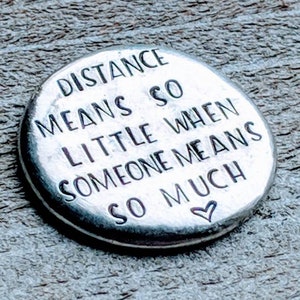 Hand Stamped Pewter Pocket Coin for Long Distance Love and Military Deployment, Customizable Love Token, Unique Gift Idea