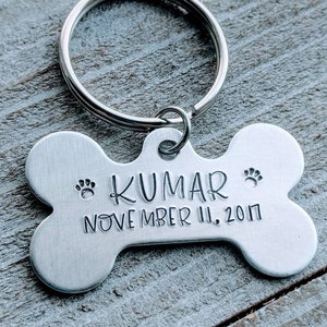 Hand Stamped Pet Memorial Keychain - Personalized Pet Loss Gift - Hand Stamped Pet Memorial Jewelry - Dog Memorial - Sympathy Gift for Pet