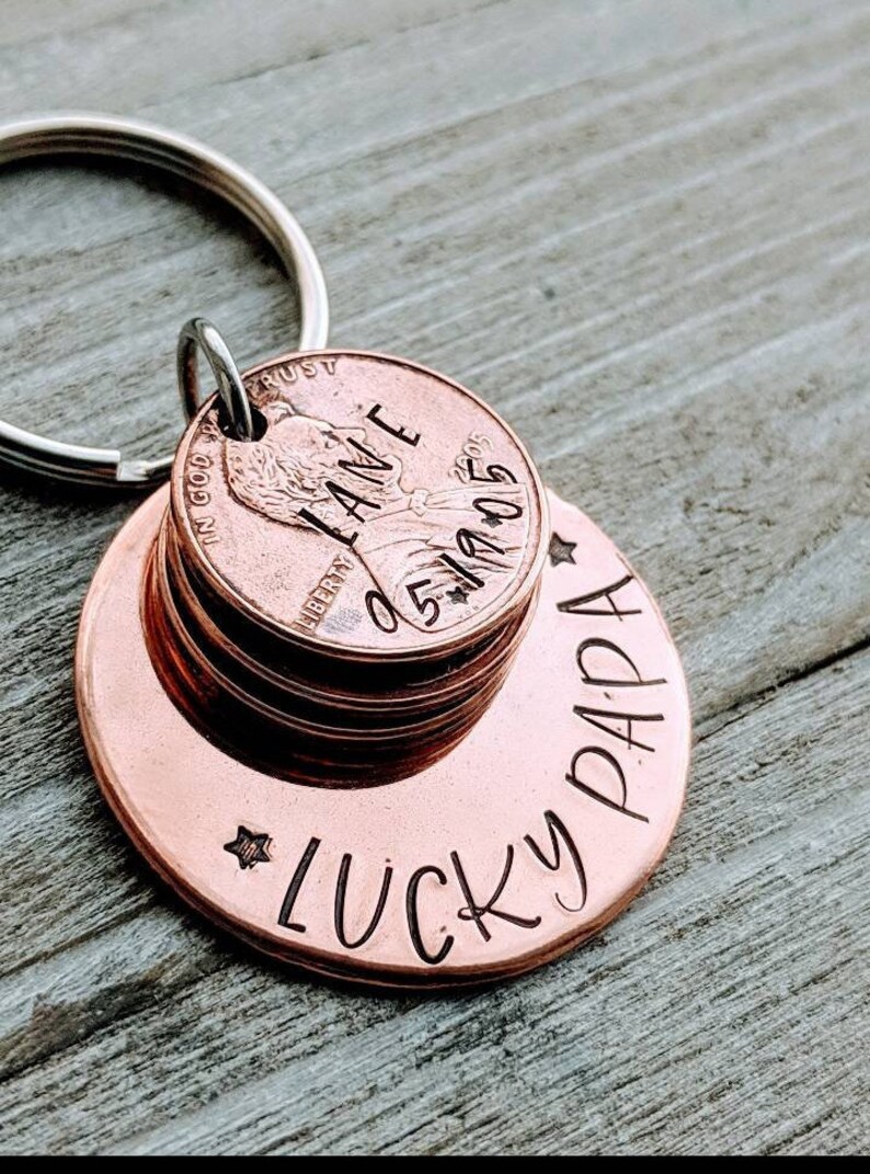 Gift for Dad Penny Keychain Gift for Papa Gift for Grandpa Lucky Papa Lucky Dad Father/'s day.