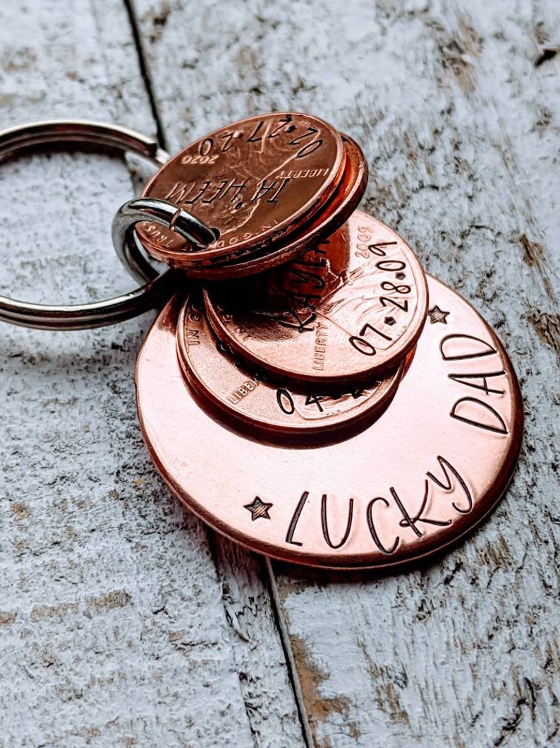 Gift for Dad Penny Keychain Gift for Papa Gift for Grandpa Lucky Papa Lucky Dad Father/'s day.