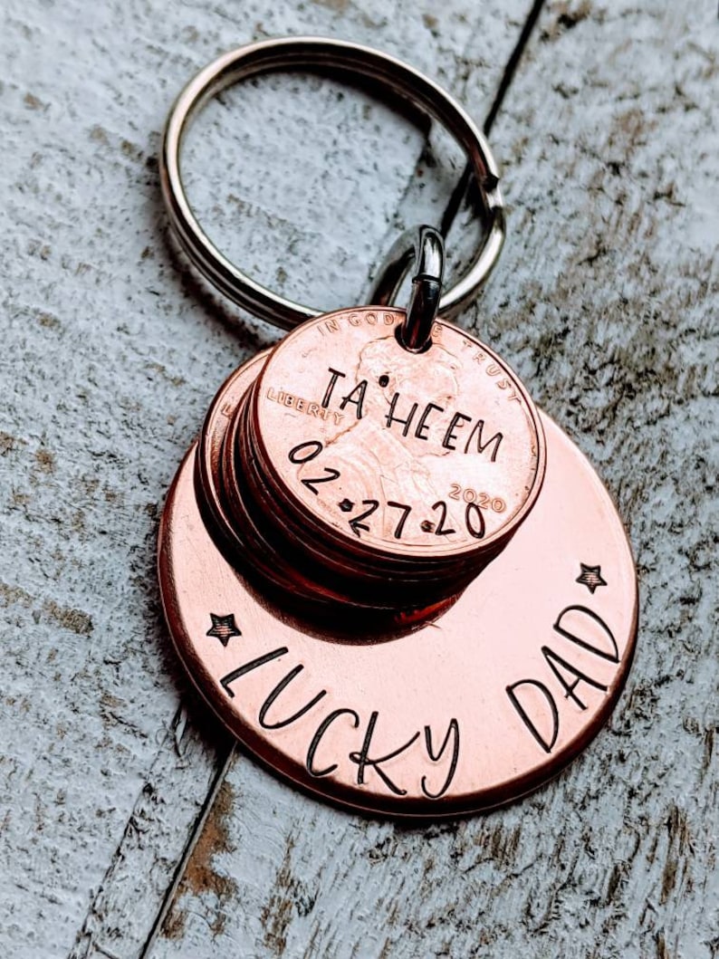 Gift for Dad Penny Keychain Gift for Papa Gift for Grandpa Lucky Papa Lucky Dad Father/'s day.
