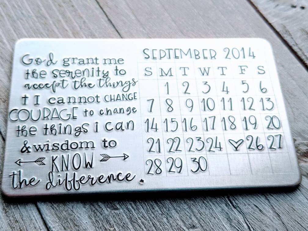 Serenity Prayer. Sobriety Date Calendar/ Sober/ Clean and Etsy