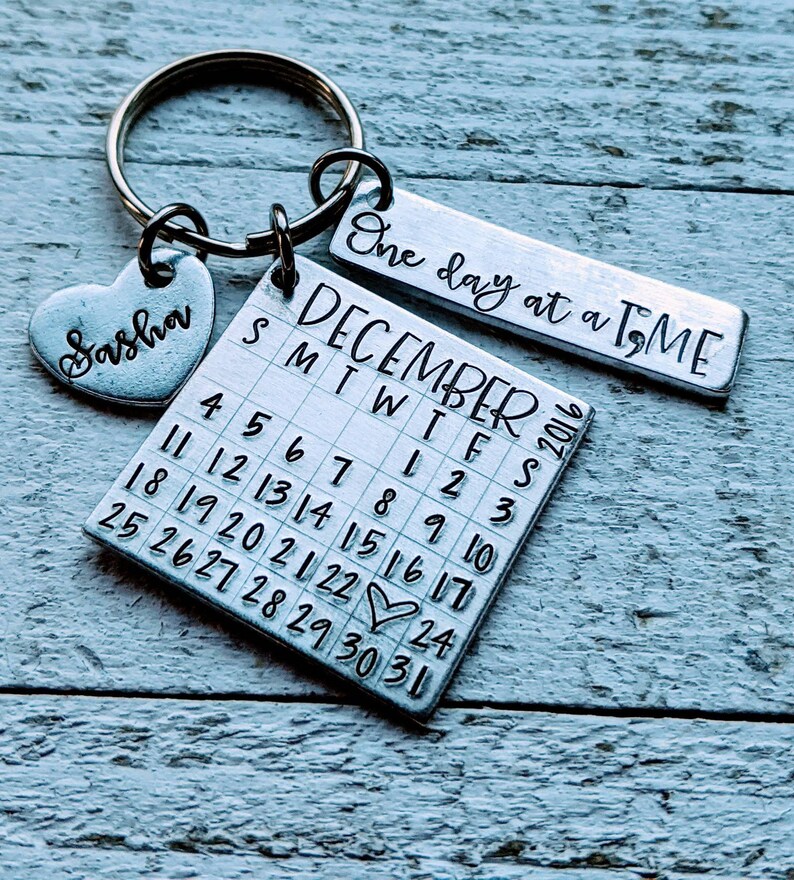 Sobriety Date Calendar Key Chain/ Sober/ Clean and Sober/ AA/ Etsy