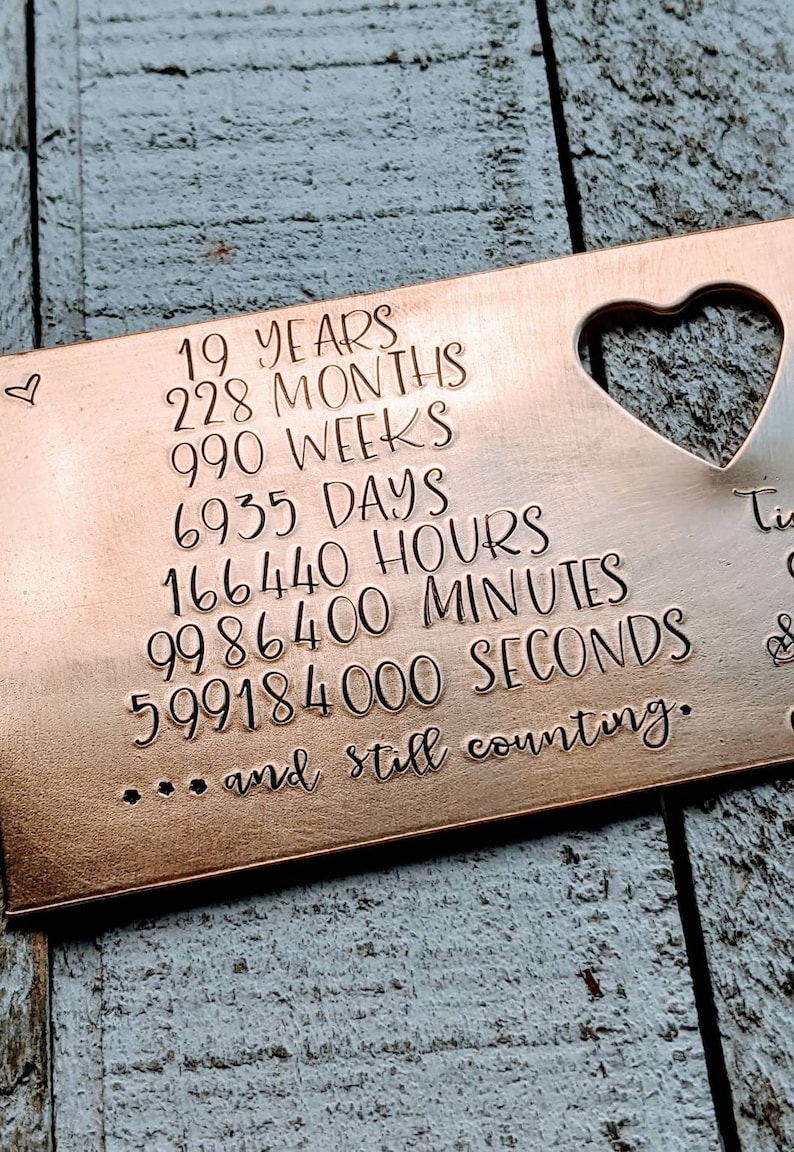 19th Anniversary Modern Bronze. Wallet Card. Traditional Etsy