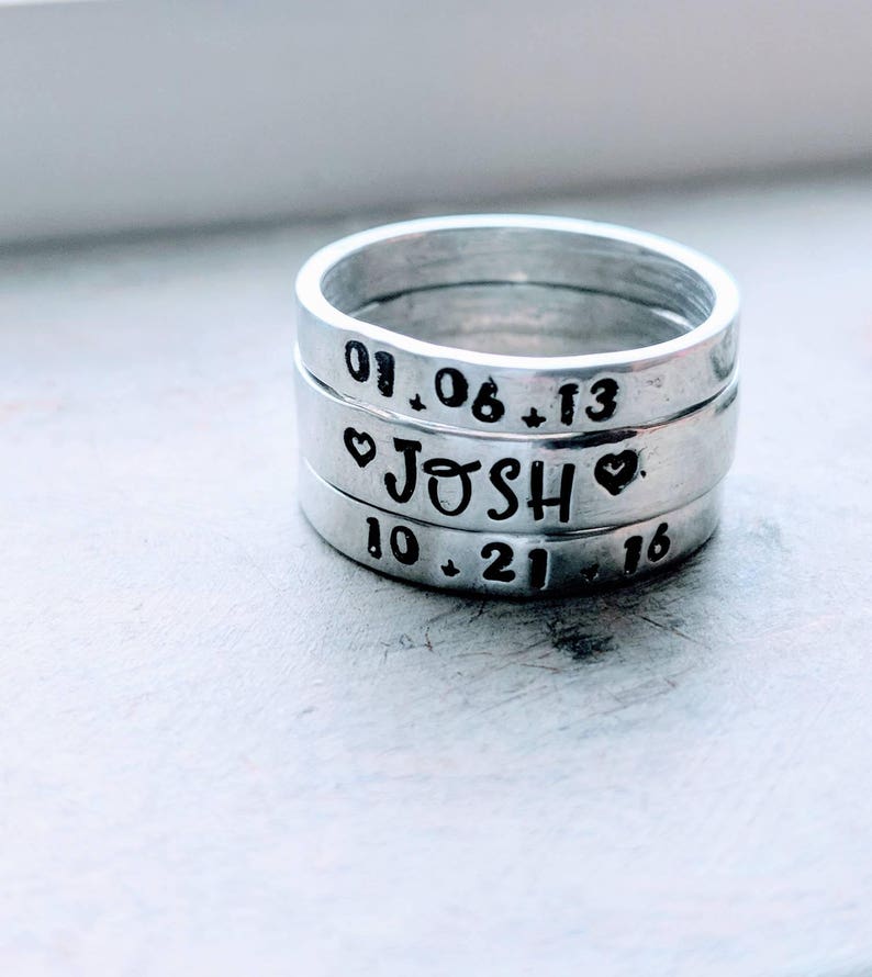 Stackable Mom Rings 3mm Customized. Gift for Her Etsy UK