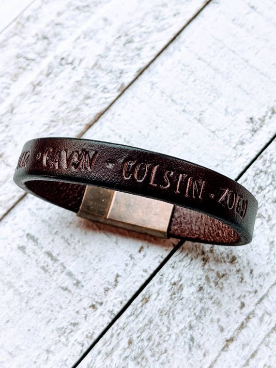 Hand stamped leather bracelet best sale