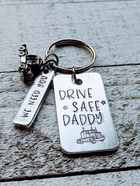 Dad Keychain -IBH Dad Driver Keychain Daddy Be Safe Come Home To Me Key RingKeychainZipper Pull- Daddy Gift Trucker Gift