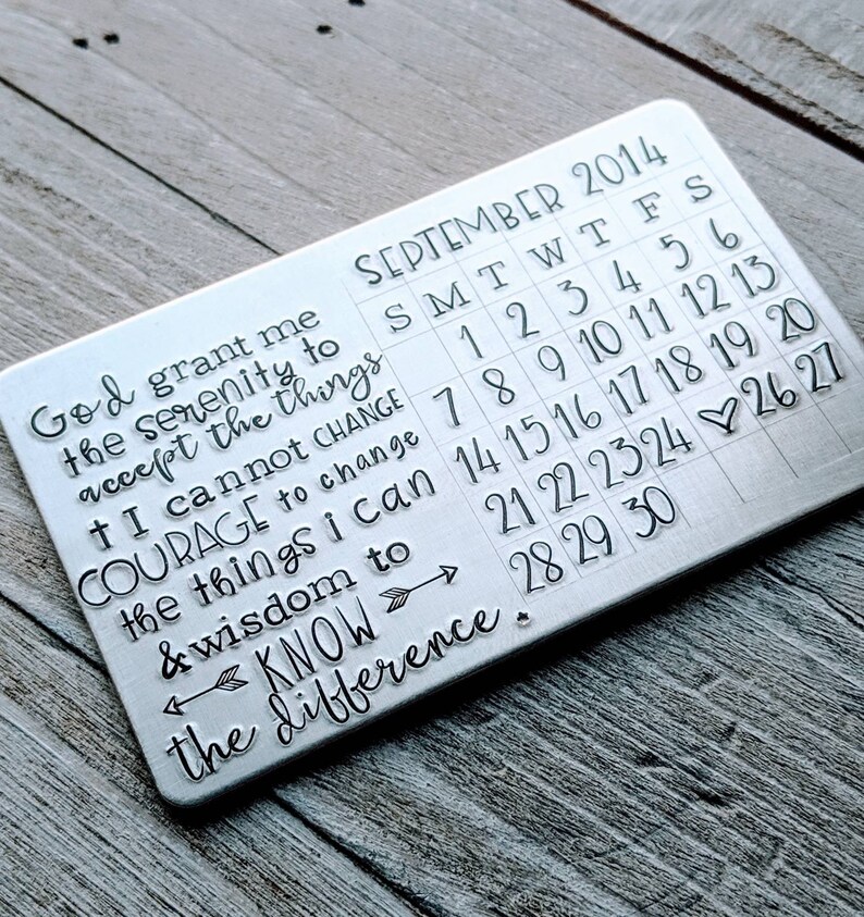 Serenity Prayer. Sobriety Date Calendar/ Sober/ Clean and Etsy