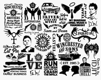 SuperNatural Themed Gravierte Tumbler Wrap SVG für Laser Rolling - Digitaler Download für kleine Unternehmen oder den persönlichen Gebrauch