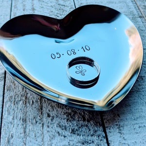 Beautiful 11th Anniversary Heart Stamped Trinket Dish Personalized Steel Holder for Special Memories Handcrafted with Love and Care