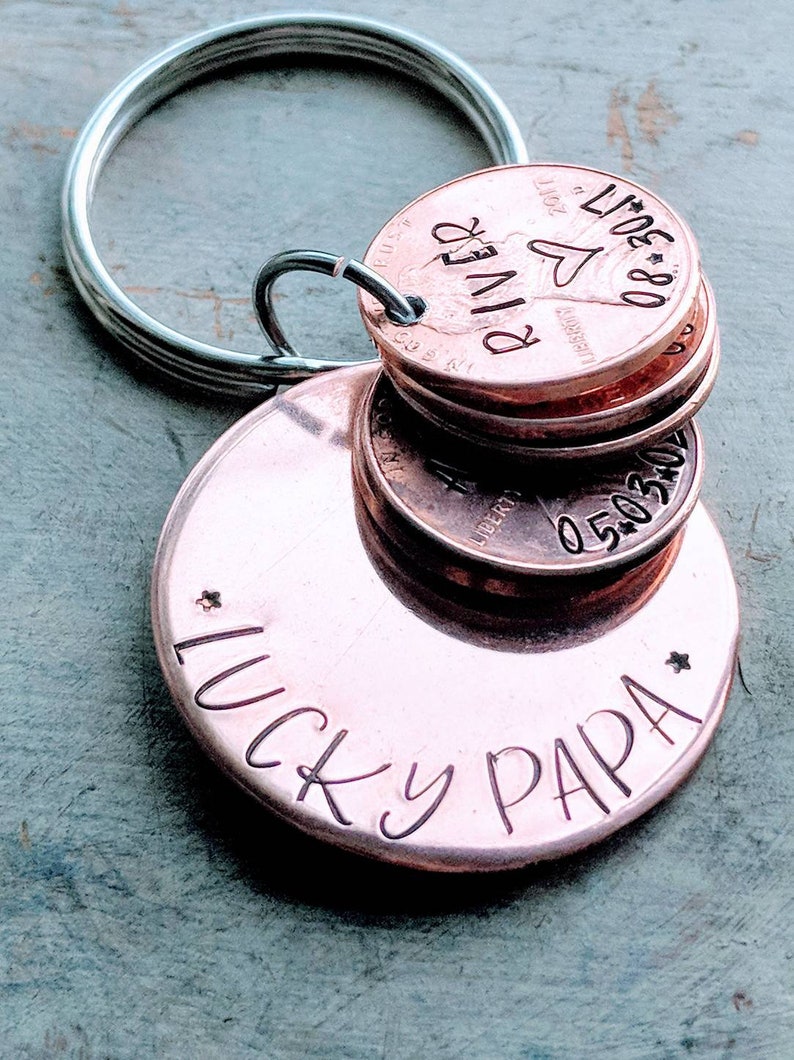 Gift for Dad Penny Keychain Gift for Papa Gift for Grandpa Lucky Papa Lucky Dad Father/'s day.