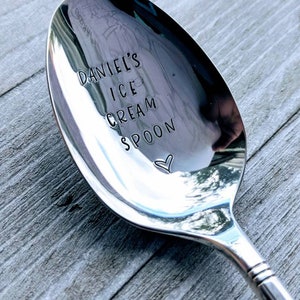 Hand Stamped Silver Spoon for Ice Cream Fanatic Dad - Personalized Gift with Unique Charm - Handmade