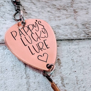 Hand Stamped Fishing Hook Lure for Father&#39;s Day Gift - Personalized Dad, Grandpa, Papa Fishing Lure - Lucky Catch of My Life - Custom Saying