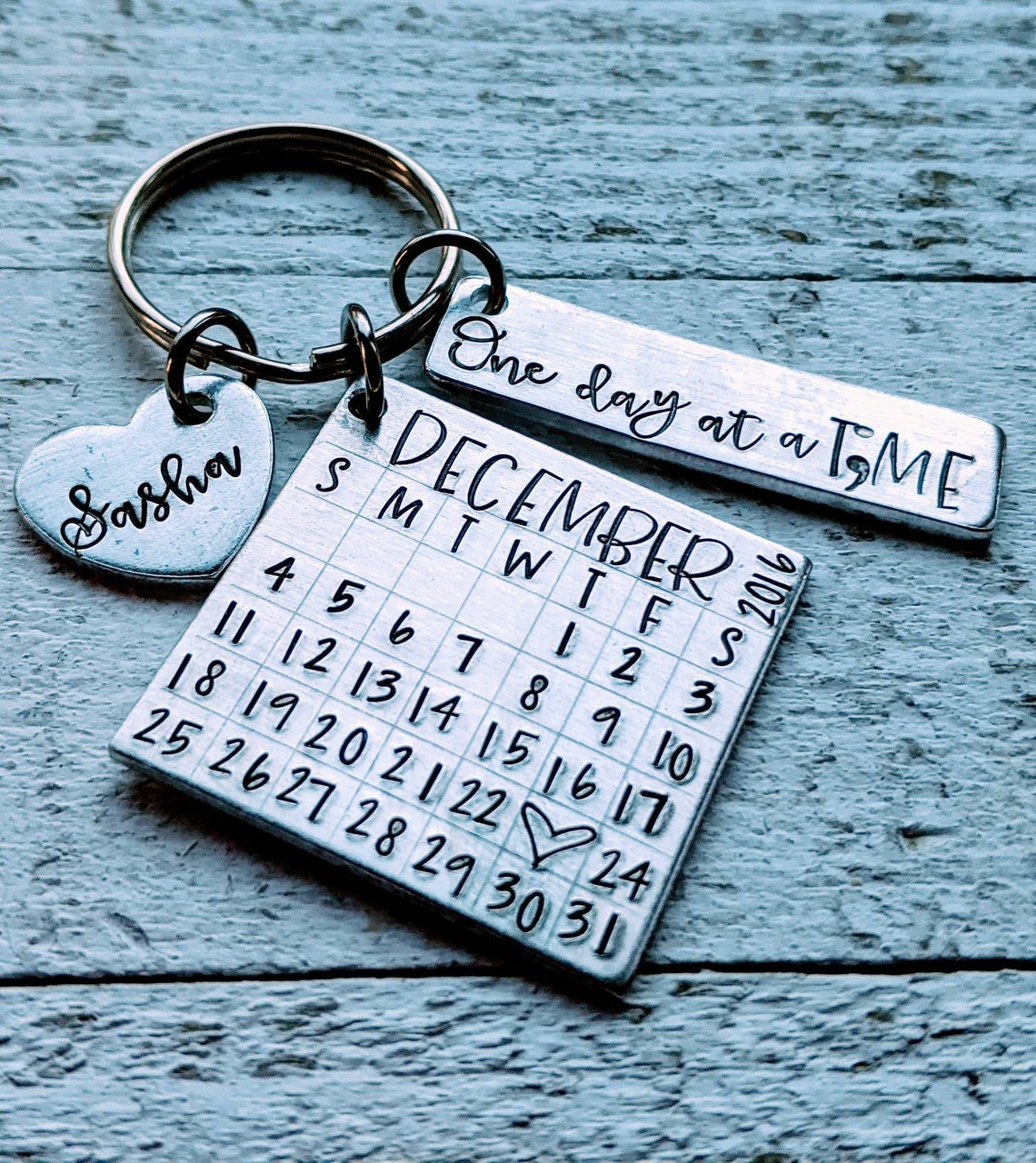 Sobriety Date Calendar Key Chain/ Sober/ Clean and Sober/ AA/ Etsy