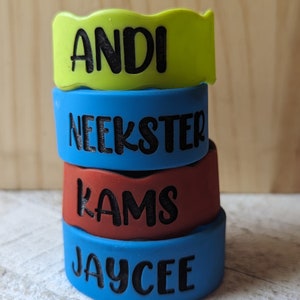 Personalized Silicone Bottle Labels for Kids - Laser Engraved Name Labels in Assorted Colors - Perfect for Daycare and School