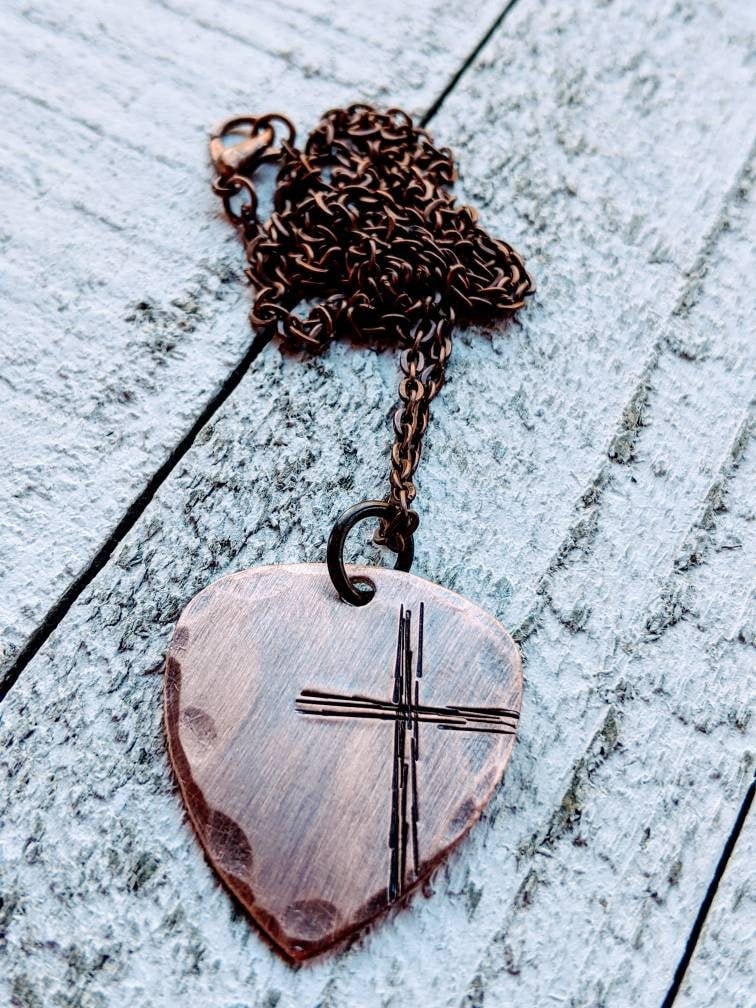 Rugged Cross Necklace. Hand Stamped 