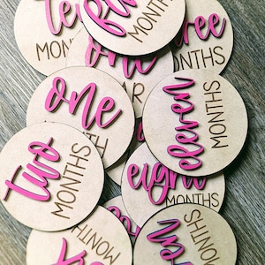 Celebrate Baby Milestones with Custom Monthly Markers in Laser Cut MDF - Perfect Baby Shower Gift with Personalized Painted Engraving