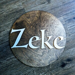Personalized Laser Cut Wood Sign for Nursery Decor - Custom Kid&#39;s Name in Script or Comic Sans Font - Black or White Letters - 12 Birch Wood