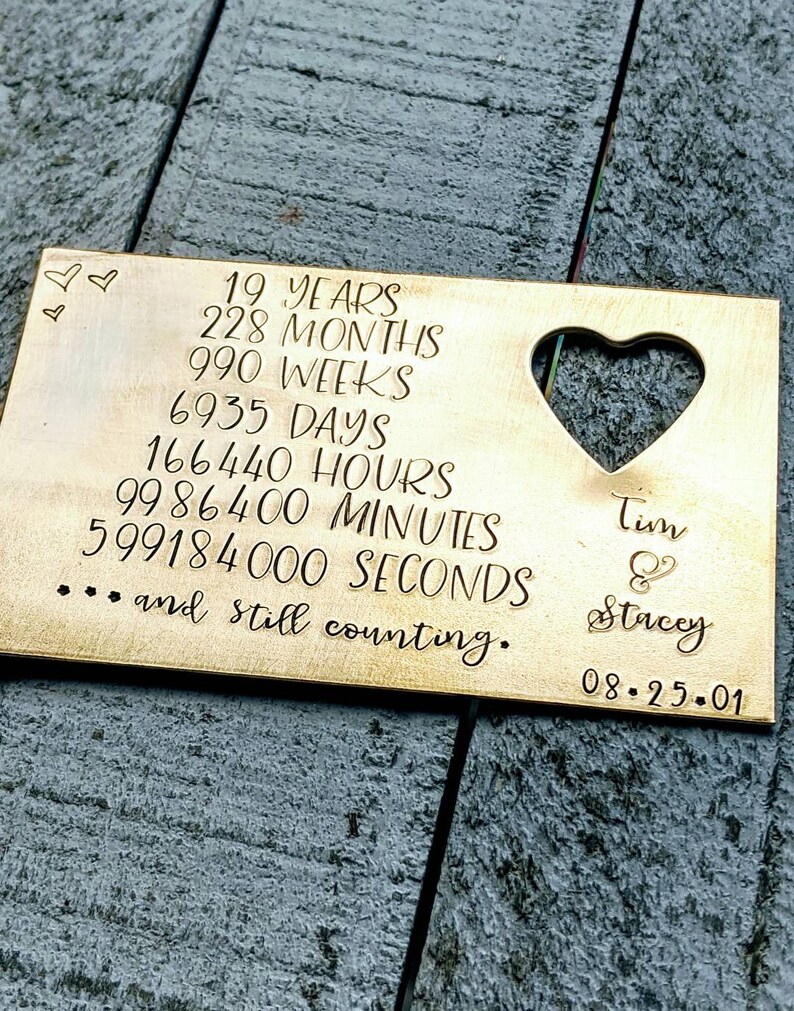 19th Anniversary Modern Bronze. Wallet Card. Traditional Etsy