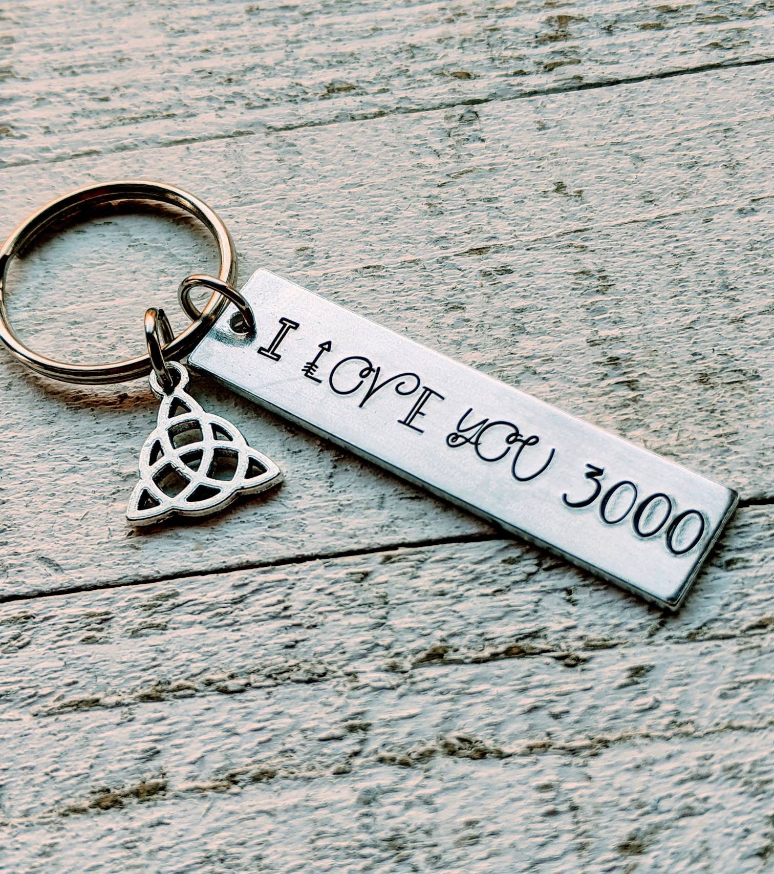 Cute I Love You 3000 Key Chain Couple Stainless Steel Keyring Keyfob Lover Gift - Foto 4