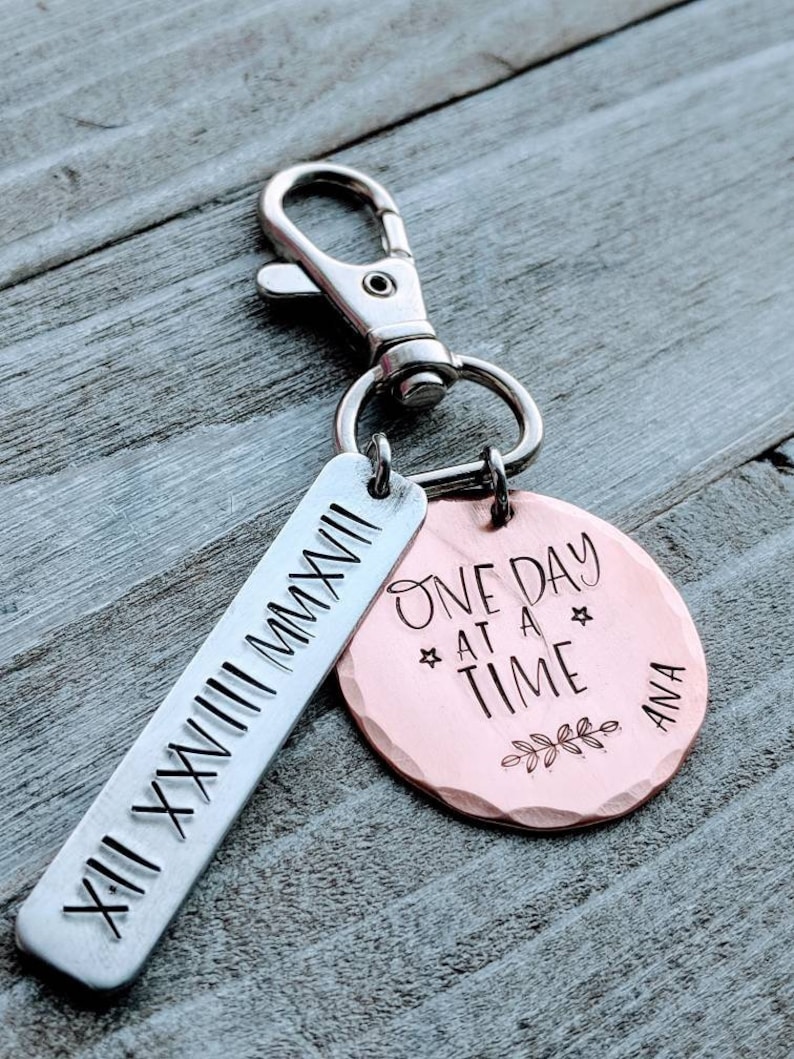 Sobriety Date Calendar Key Chain/ Sober/ Clean and Sober/ AA/ Etsy