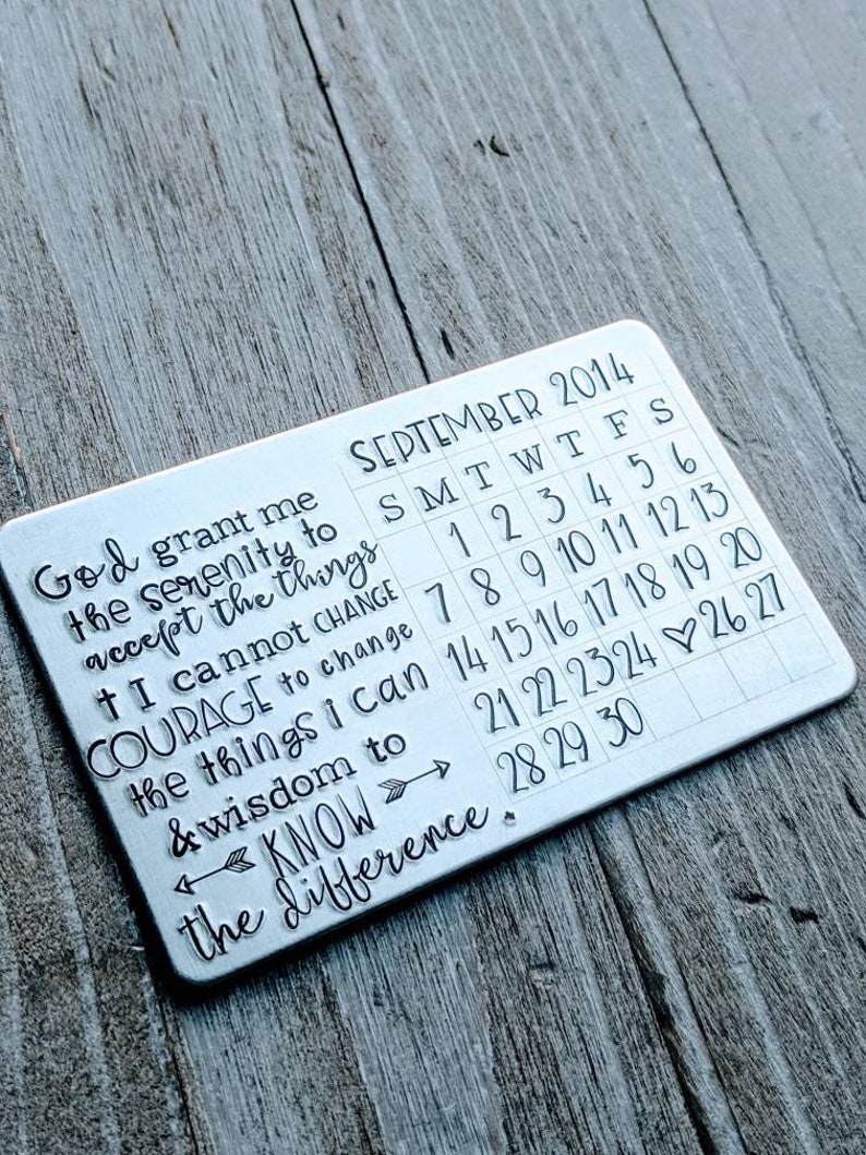 Serenity Prayer. Sobriety Date Calendar/ Sober/ Clean and Etsy