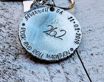 Encouraging Hebrews 12:1 Keychain for Runners Hand Stamped