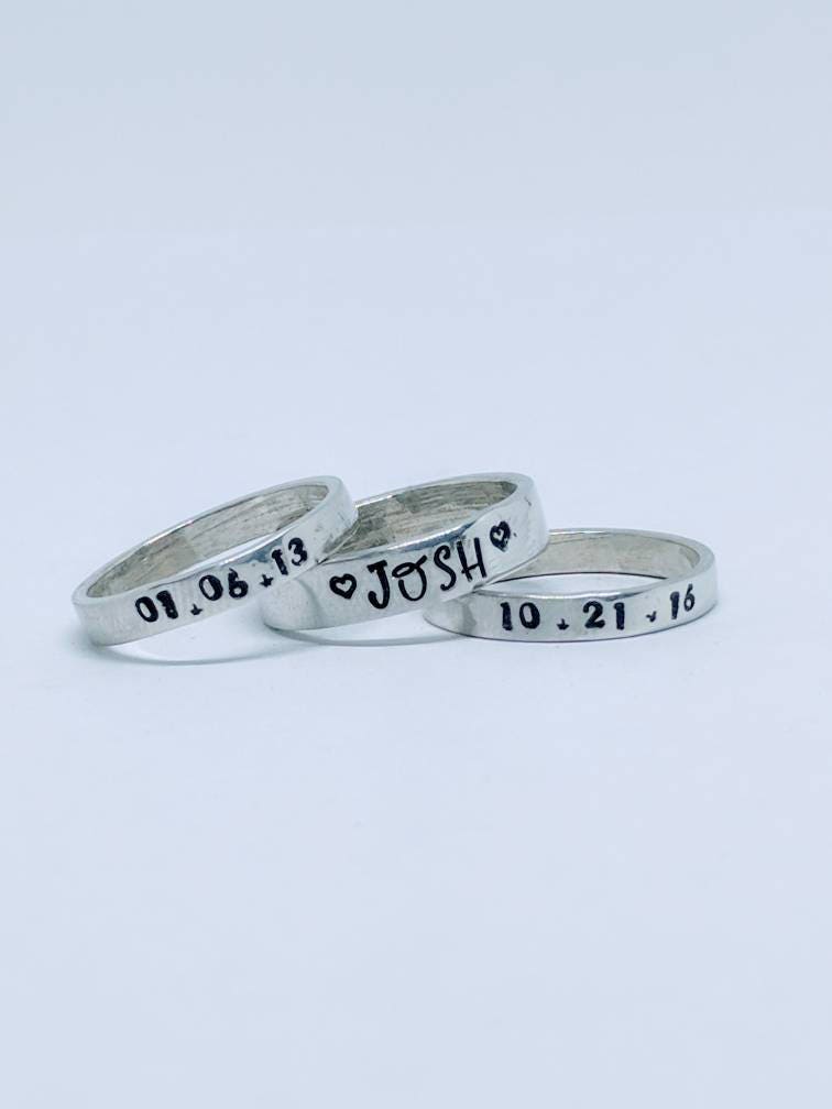 Stackable Mom Rings 3mm Customized. Gift for Her Etsy UK