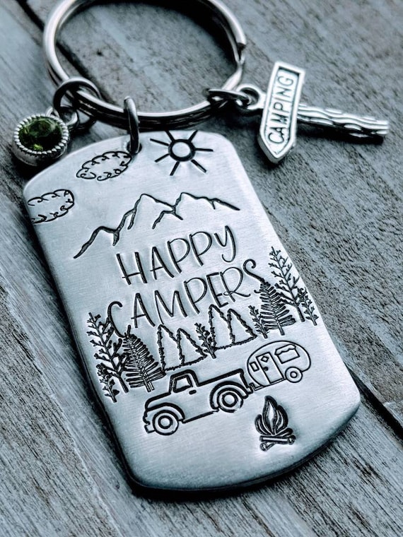 RV Keychain. Happy Campers. Rv Key. Camping Keychain. RV Etsy
