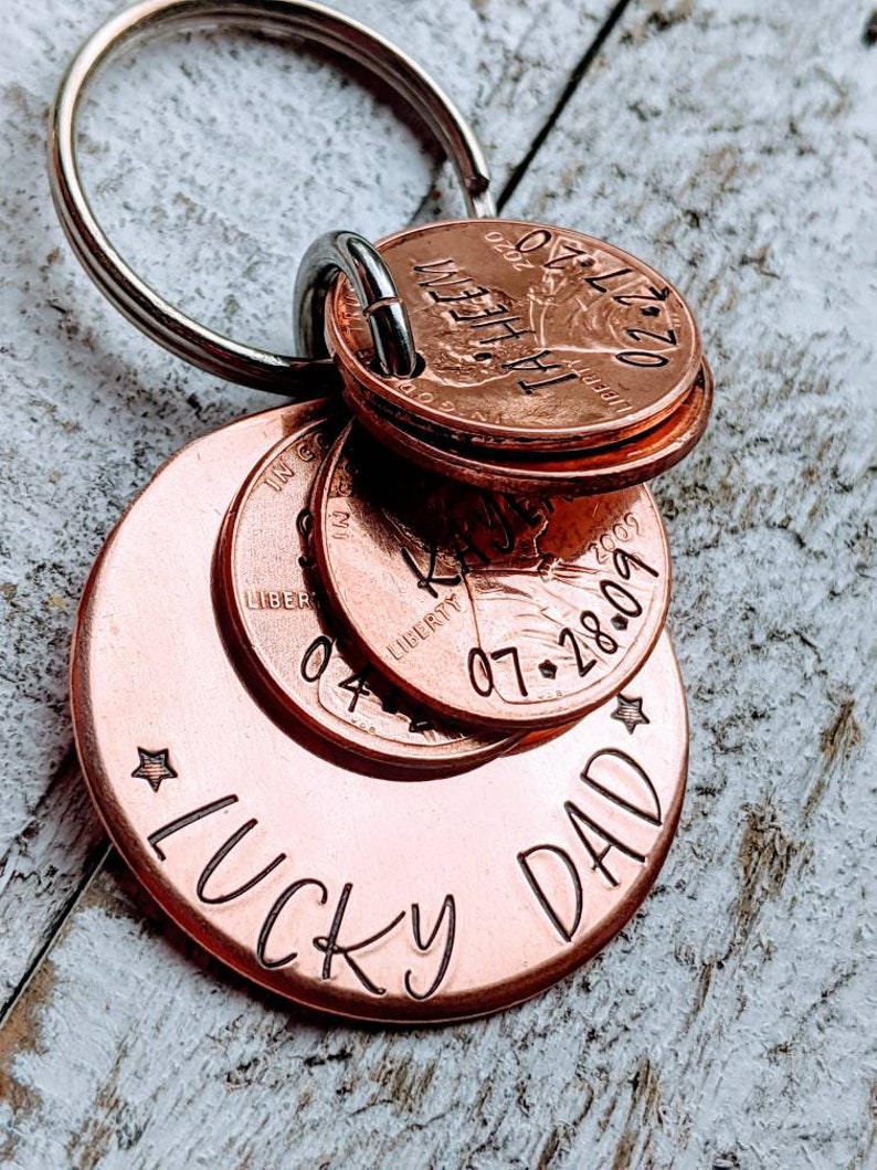 Gift for Dad Penny Keychain Gift for Papa Gift for Grandpa Lucky Papa Lucky Dad Father/'s day.