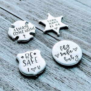 Hand Stamped Pocket Coin for Law Enforcement, Firefighter, Pilot Perfect Love Token for Long Distance Relationship, Deployment