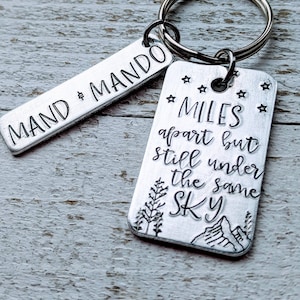 Hand Stamped Rectangle Bar Necklace for Long Distance Relationship - Personalized Military Deployment Gift - Customized Boyfriend Jewelry
