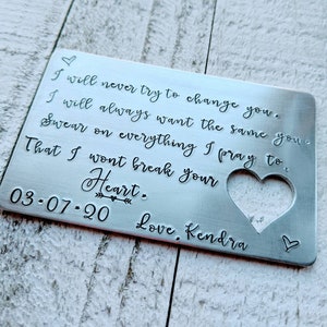 Tarjeta de aluminio personalizada con sello a mano para el décimo aniversario: regalo para el esposo, regalo para el novio, regalo de bodas, aniversario tradicional