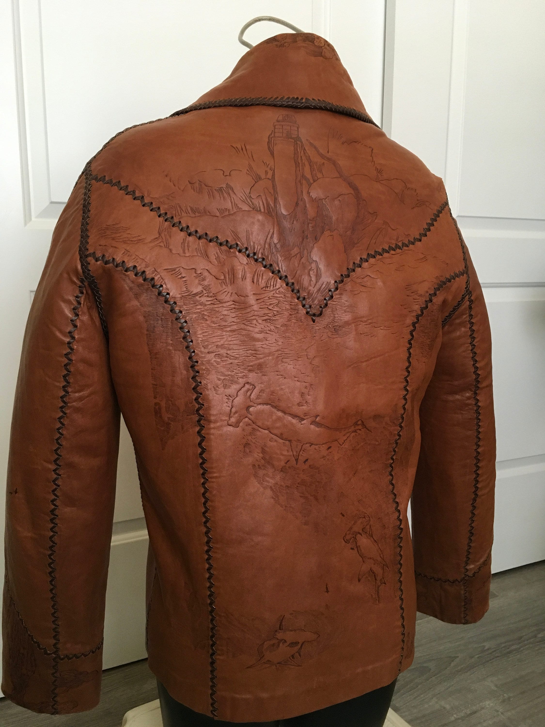 Kenn Fung Burning on Vintage North Beach Leathers Jacket - Etsy