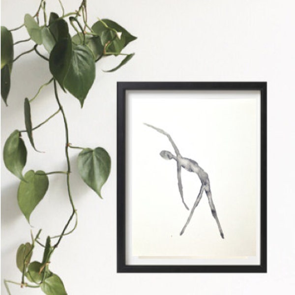 Yoga watercolor painting, 8x10, Original watercolour painting, Yoga studio decor, Black and white print, decor, Asana art, Yoga posture art