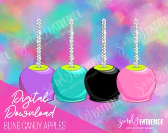 Digital and Printable Bling Candy Apple Planner Stickers