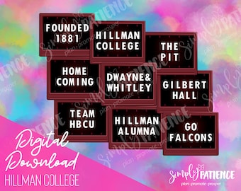 Digital and Printable Hillman College HBCU Planner Stickers