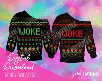 Digital and Printable Woke Sweater Planner Images and Stickers