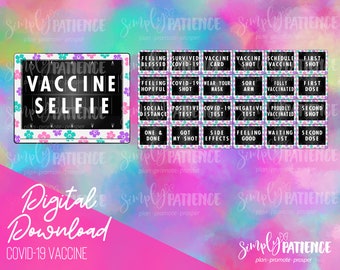 Digital and Printable White COVID-19 Vaccine Planner Images and Stickers